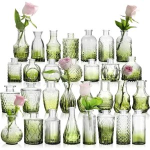 Set of 30 Green Glass Bud Vase